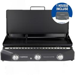 PLANCHA GAZ A POSER SORIO 3 LXD TWIN Couvercle charnières + housse