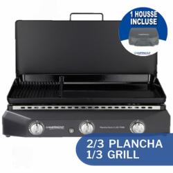 PLANCHA GAZ A POSER SORIO 3 LXD TWIN Couvercle charnières + housse